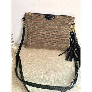 Black Houndstooth Moody Crossbody Bag Tassel Old Money Dark Academia